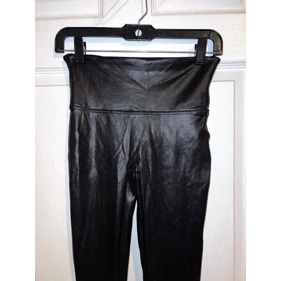 SPANX Womens Faux Leather Wide Waistband Leggings Pants Sz M - Picture 6 of 16